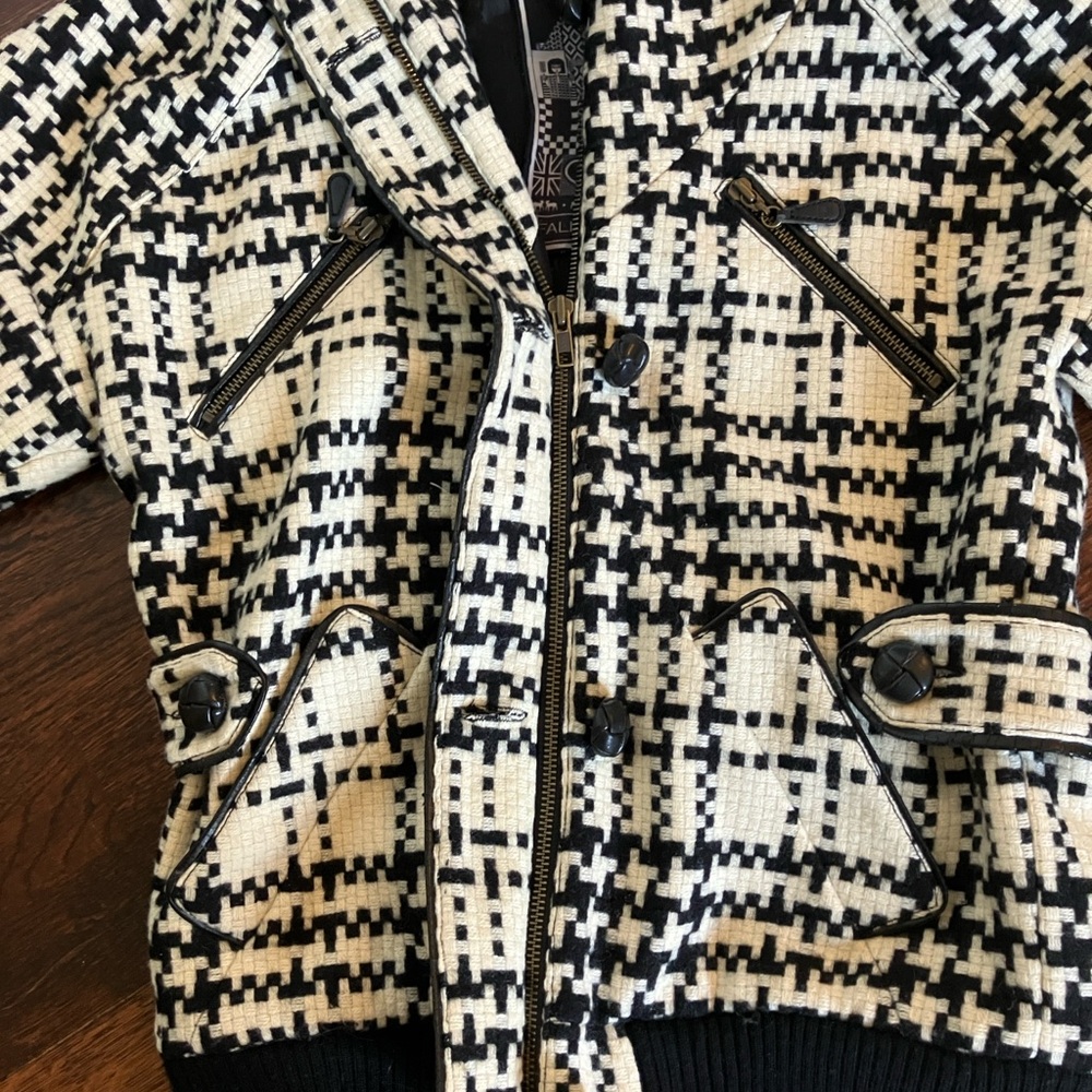 L.A.M.B. Gwen Steffani Rare Houndstooth Bomber Hooded Jacket Small 4 - Picture 9 of 11